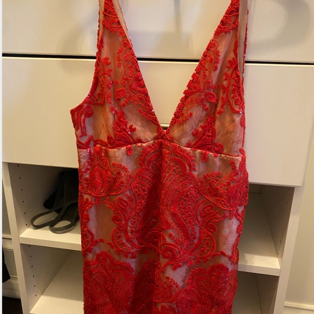 free people red sequin mini dress